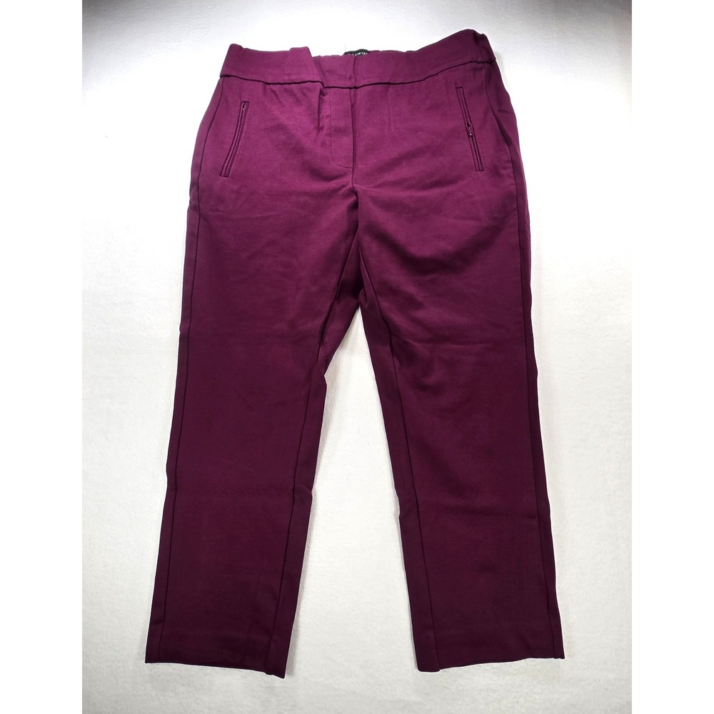 The Limited Womens 16W Pull On Crop Pants Plum Burgundy Tapered Stretch Trousers